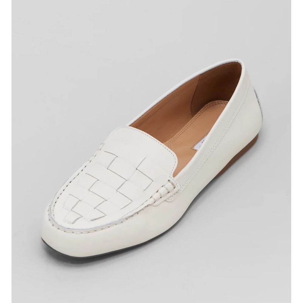 New Dune London Greene Woven Leather‎ Slip On Driving Loafers Mocs White Size 9